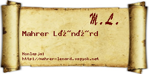 Mahrer Lénárd névjegykártya